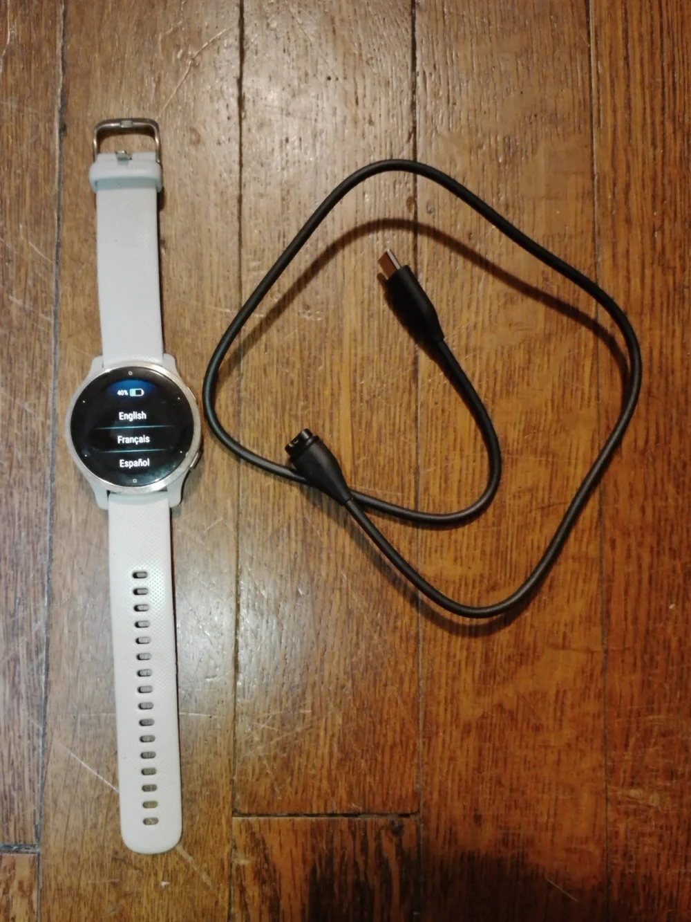 garmin Venu 2S Smartwatch with White Silicone Band